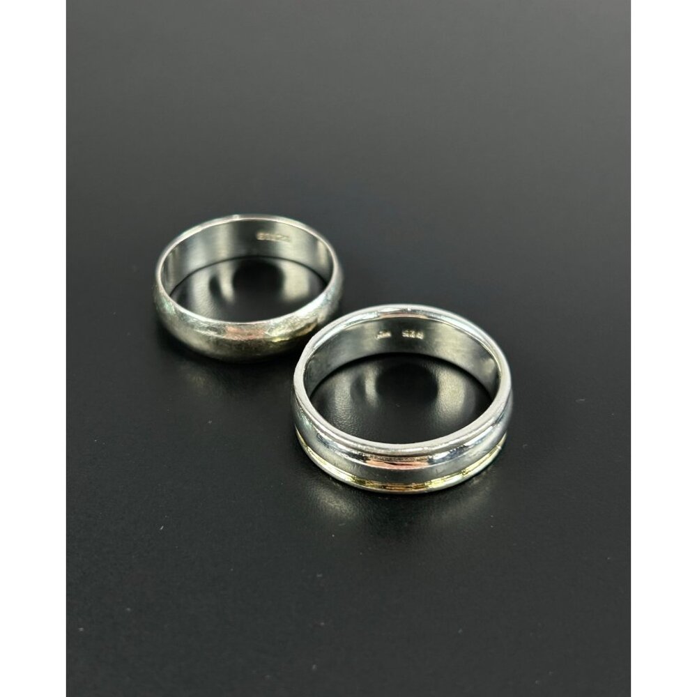 925 STAMPED Sterling Silver Rings Bundle of 2 Silver Band Rings Sz 8 & 8.5